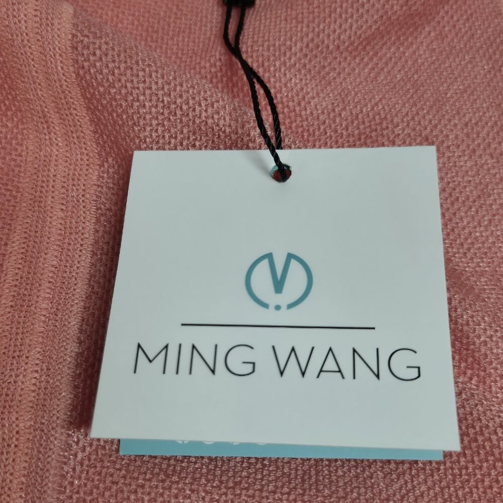 Ming Wang Women's Size XS Dolman Sleeve Knit Tunic Orange Burst Tonal Stripes 63 - Picture 4 of 11